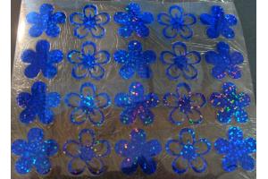 20  Buegelpailletten Blumen holo blau